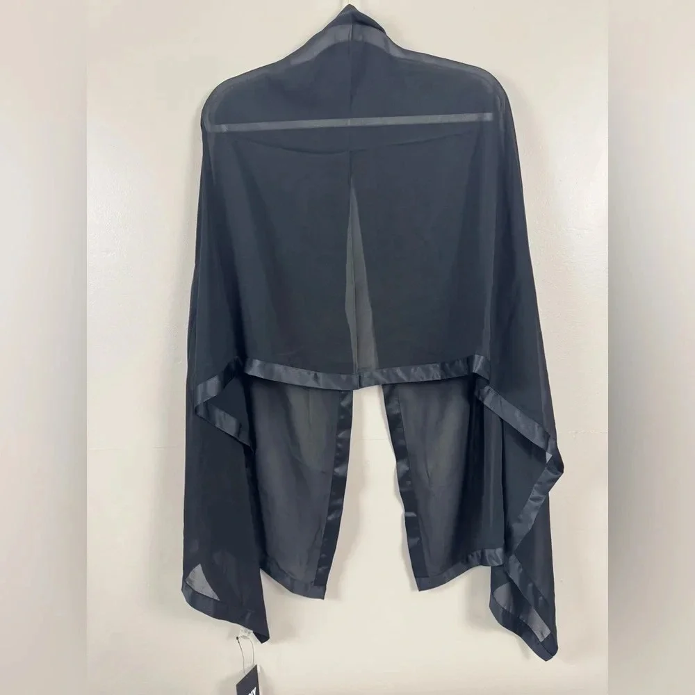 NWT DKNY Black Sleek shear trimmed Wrap scarf prom dressy fancy